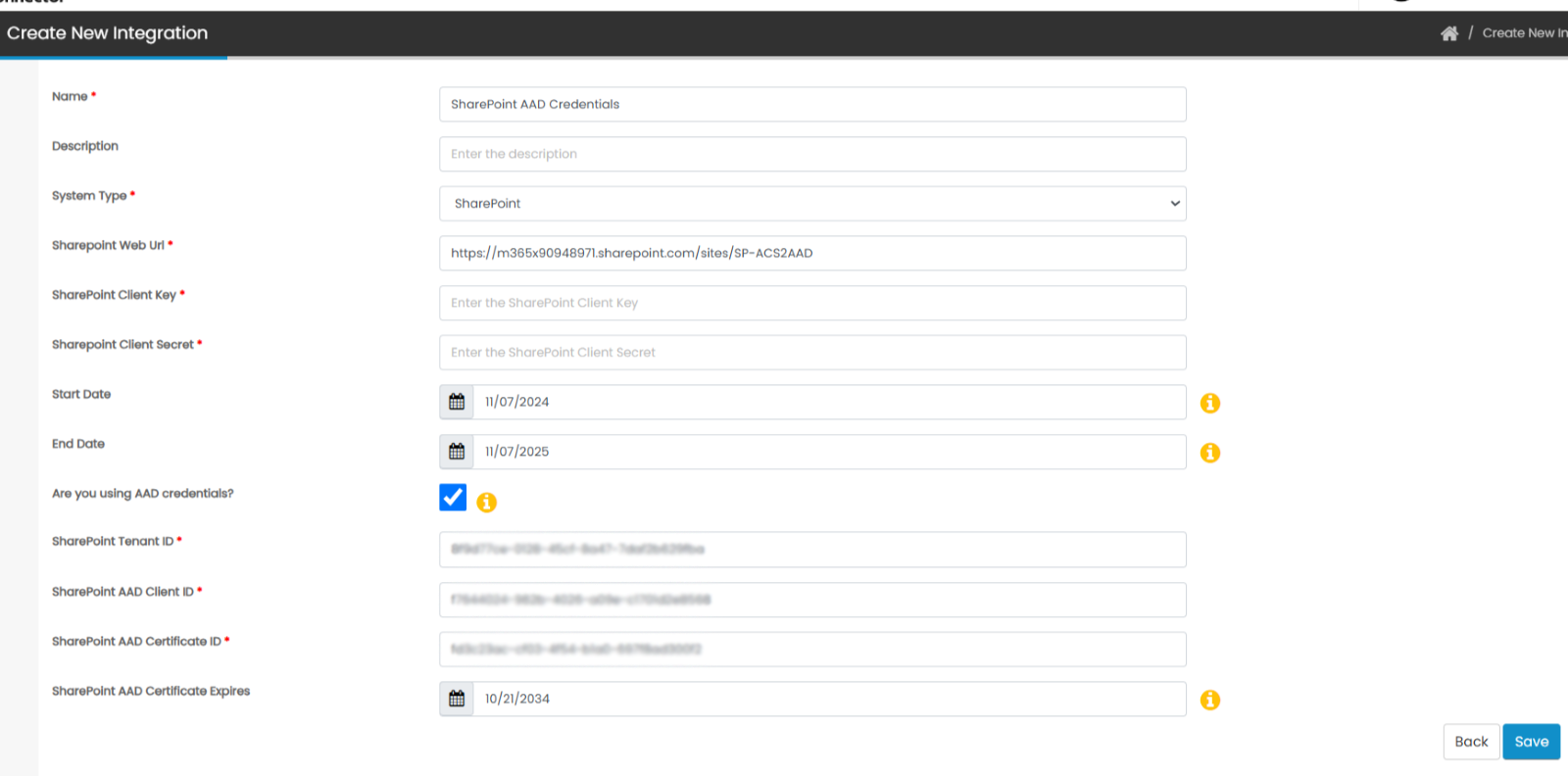 07. Migrate Sharepoint Credentials From Acs To Aad 21 Create New Integration