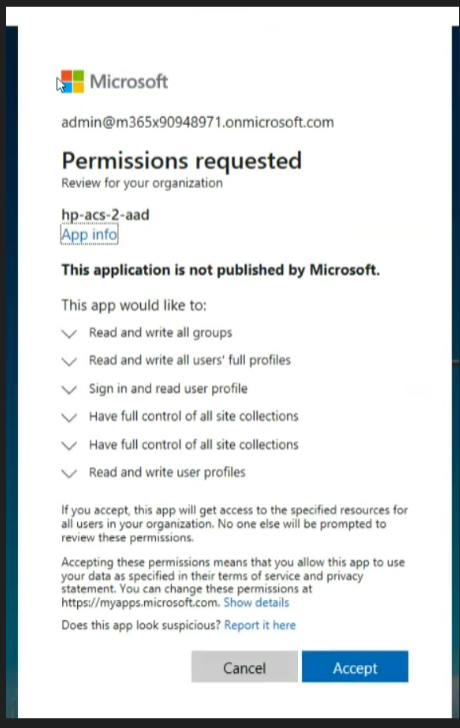 07. Migrate Sharepoint Credentials From Acs To Aad 8 Permission Requested